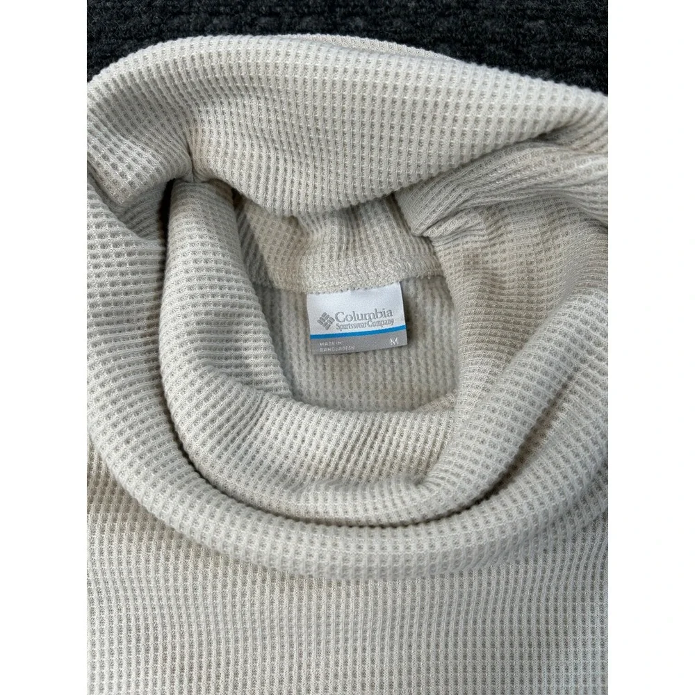 Columbia Women Cream Waffle Knit Cowl‎ Neck Sweater Long Sleeve Outdoor Pullover